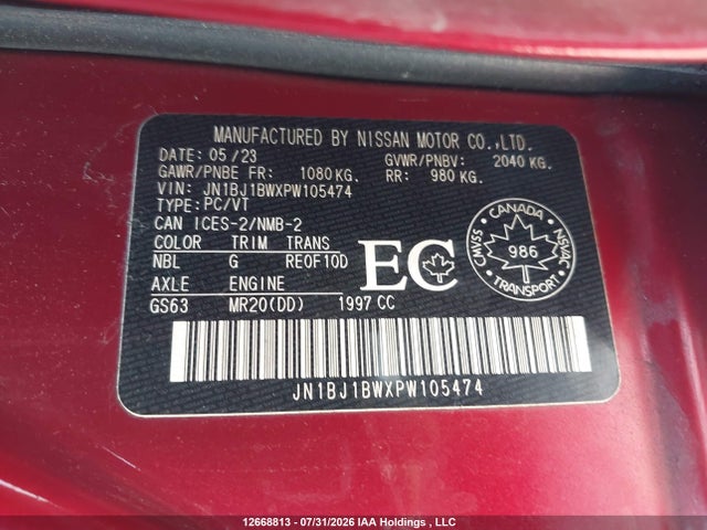 12668813 :رقم المزاد ، JN1BJ1BWXPW105474 vin ، 2023 Nissan Qashqai مزاد بيع