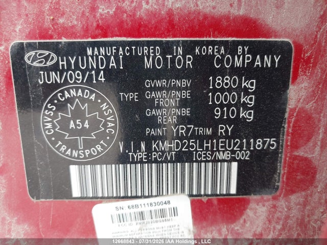 Продажа на аукционе авто 2014 Hyundai Elantra Gt, vin: KMHD25LH1EU211875, номер лота: 12668843