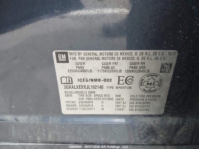 Aukcja sprzedaży 2018 Gmc Terrain Denali, vin: 3GKALXEXXJL182146, numer aukcji: 12668868