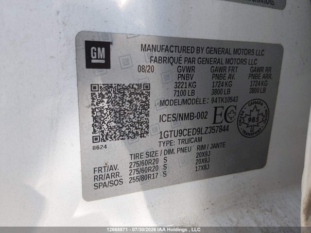 GMC Sierra K1500 Elevation 2020 1GTU9CED9LZ357844 Image 9