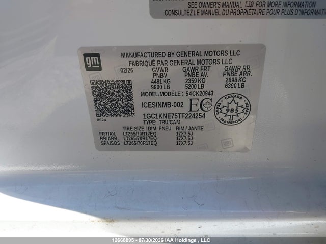 Продаж на аукціоні авто 2026 Chevrolet Silverado K2500 Heavy Duty Lt, vin: 1GC1KNE75TF224254, номер лоту: 12668895