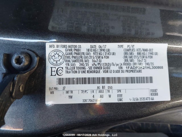 Ford Focus 2017 1FADP3K21HL300868 Image 9