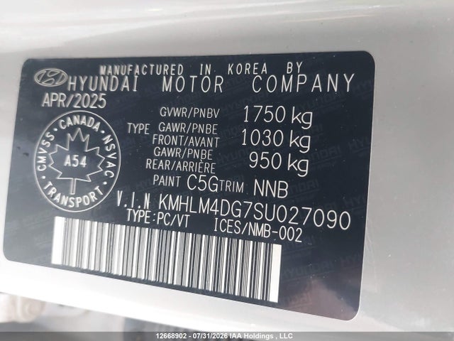 Продажа на аукционе авто 2025 Hyundai Elantra Sel Sport, vin: KMHLM4DG7SU027090, номер лота: 12668902