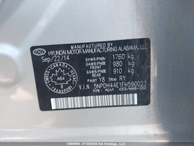 Продаж на аукціоні авто 2015 Hyundai Elantra Se/sport/limited, vin: 5NPDH4AE1FH590023, номер лоту: 12668968