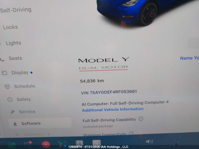 2024 Tesla Model Y Performance მანქანა იყიდება აუქციონზე, vin: 7SAYGDEF4RF053661, აუქციონის ნომერი: 12668974