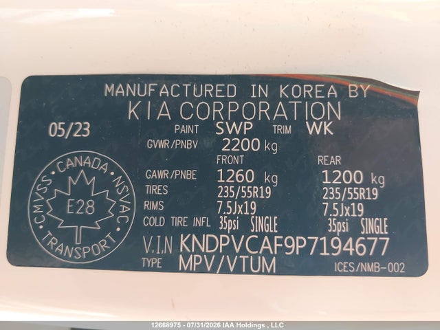 Auction sale of the 2023 Kia Sportage, vin: KNDPVCAF9P7194677, lot number: 12668975