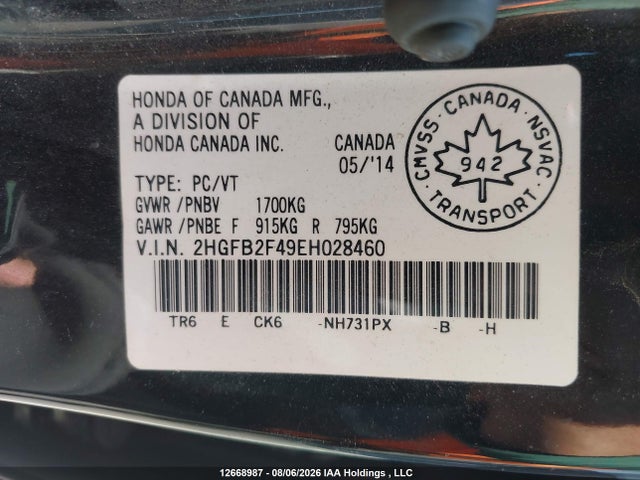 Honda Civic Lx 2014 2HGFB2F49EH028460 Image 18