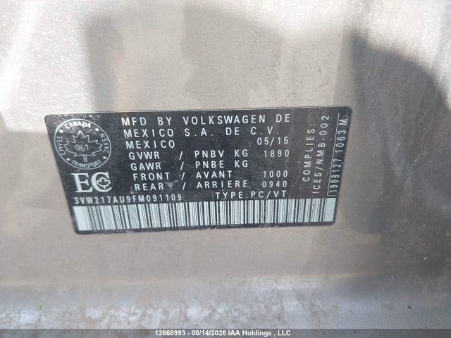 Volkswagen Golf 2015 3VW217AU9FM091109 Image 9