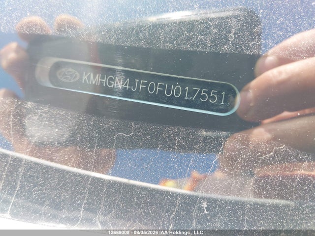 2015 Hyundai Genesis მანქანა იყიდება აუქციონზე, vin: KMHGN4JF0FU017551, აუქციონის ნომერი: 12669008