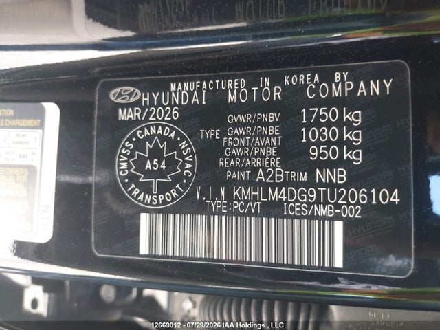 Aukcja sprzedaży 2026 Hyundai Elantra Sel Sport, vin: KMHLM4DG9TU206104, numer aukcji: 12669012