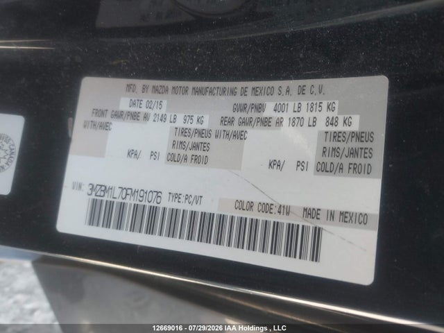 Aukcja sprzedaży 2015 Mazda 3 Touring, vin: 3MZBM1L70FM191076, numer aukcji: 12669016
