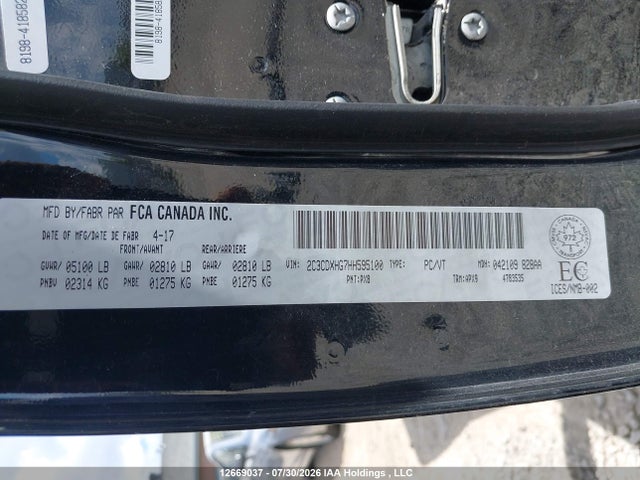 Dodge Charger Sxt 2017 2C3CDXHG7HH595100 Image 9