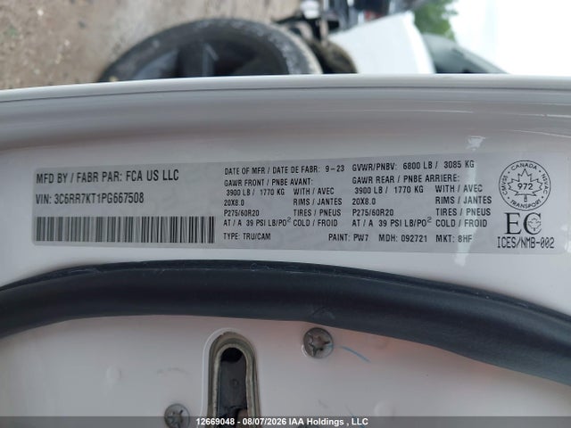 Aukcja sprzedaży 2023 Ram 1500 Classic, vin: 3C6RR7KT1PG667508, numer aukcji: 12669048