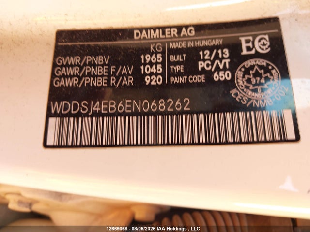 WDDSJ4EB6EN068262 Mercedes-Benz CLA 250