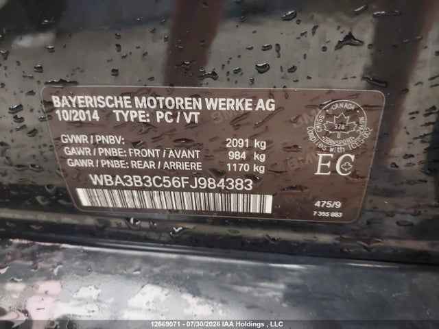 Продаж на аукціоні авто 2015 Bmw 328i Xdrive, vin: WBA3B3C56FJ984383, номер лоту: 12669071