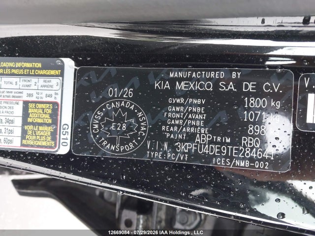 Продаж на аукціоні авто 2026 Kia K4 Ex, vin: 3KPFU4DE9TE284641, номер лоту: 12669084