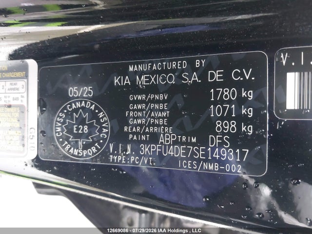 Auction sale of the 2025 Kia K4 Ex, vin: 3KPFU4DE7SE149317, lot number: 12669086