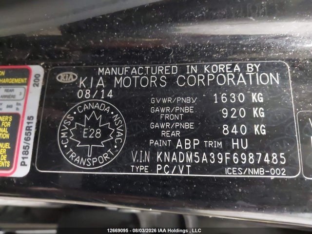 KIA RIO LX 2015 KNADM5A39F6987485 Image 19