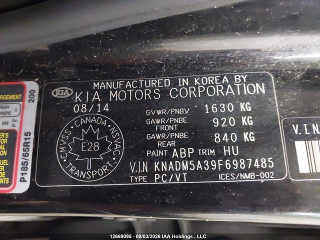 KIA RIO LX 2015 KNADM5A39F6987485 Image 9