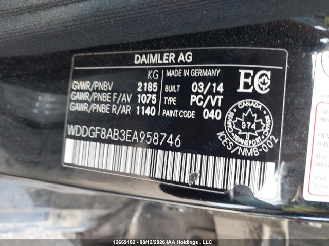 Aukcja sprzedaży 2014 Mercedes-benz C 300 4matic, vin: WDDGF8AB3EA958746, numer aukcji: 12669102
