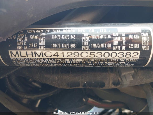 Aukcja sprzedaży 2012 Honda Cbr250 R, vin: MLHMC4129C5300382, numer aukcji: 12669119