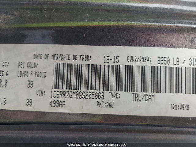 RAM 1500 Slt 2016 1C6RR7GM0GS205063 Image 17