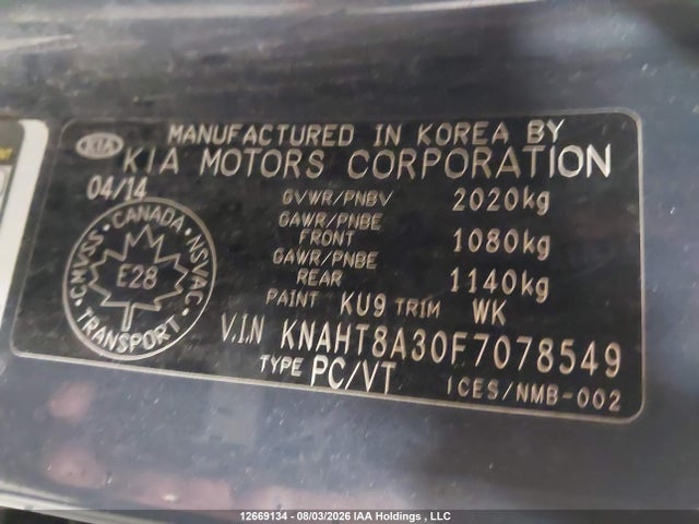KIA Rondo 2015 KNAHT8A30F7078549 Image 9