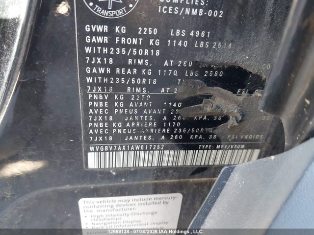 Продажа на аукционе авто 2010 Volkswagen Tiguan Se/sel, vin: WVGBV7AX1AW517252, номер лота: 12669138