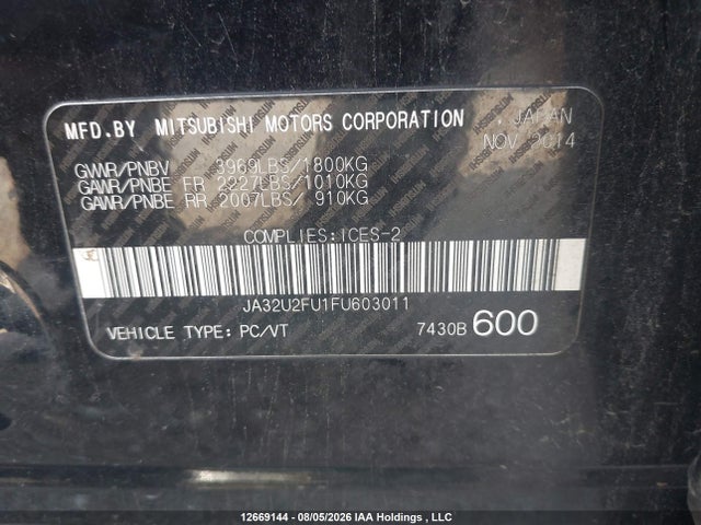 Mitsubishi LANCER ES 2015 JA32U2FU1FU603011 Image 9
