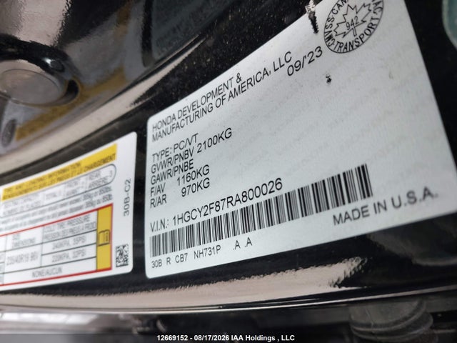 Honda Accord 2024 1HGCY2F87RA800026 Image 9