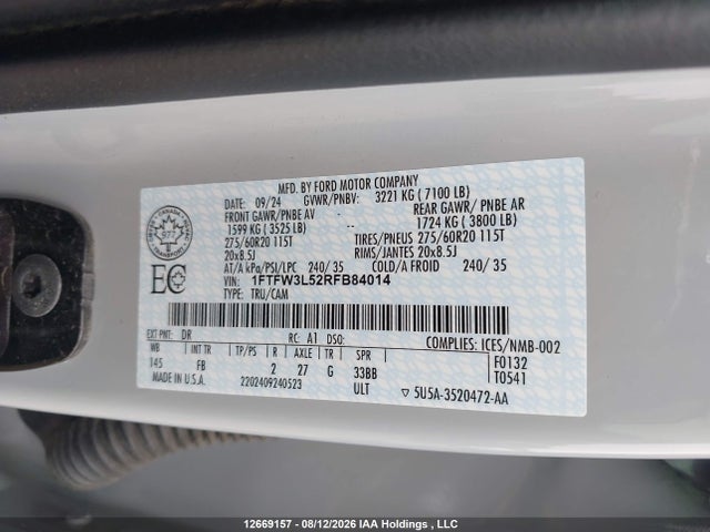 Ford F150 Xlt 2024 1FTFW3L52RFB84014 Image 9