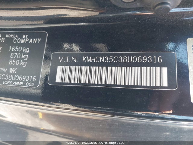 Продажа на аукционе авто 2008 Hyundai Accent Gs, vin: KMHCN35C38U069316, номер лота: 12669170
