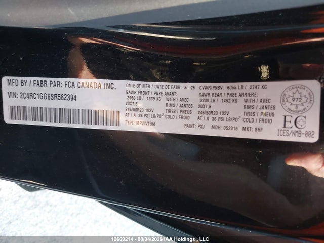 Chrysler Pacifica Limited 2025 2C4RC1GG6SR582394 Image 9