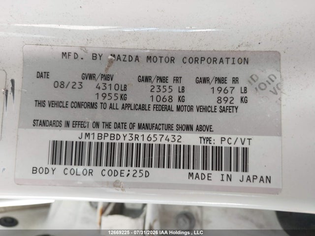 JM1BPBDY3R1657432 Mazda 3 Gt