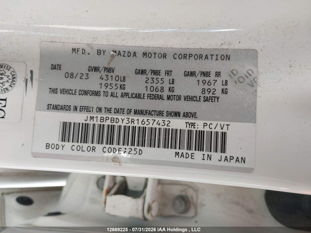 JM1BPBDY3R1657432 Mazda 3 Gt