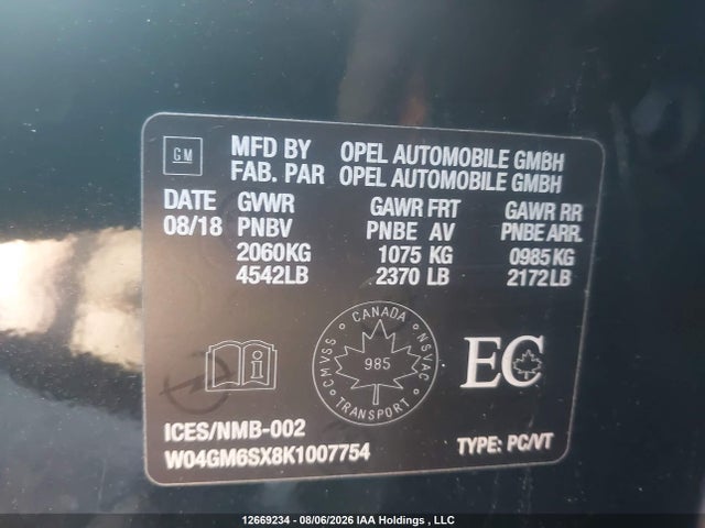 2019 Buick Regal Sportback Preferred Ii მანქანა იყიდება აუქციონზე, vin: W04GM6SX8K1007754, აუქციონის ნომერი: 12669234