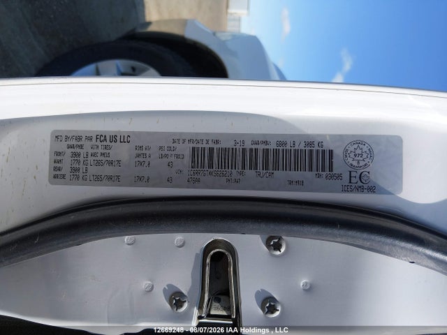 Продаж на аукціоні авто 2019 Ram 1500 Classic Slt, vin: 1C6RR7GTXKS626210, номер лоту: 12669248