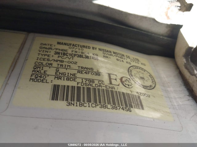 Aukcja sprzedaży 2011 Nissan Versa, vin: 3N1BC1CP3BL387456, numer aukcji: 12669272