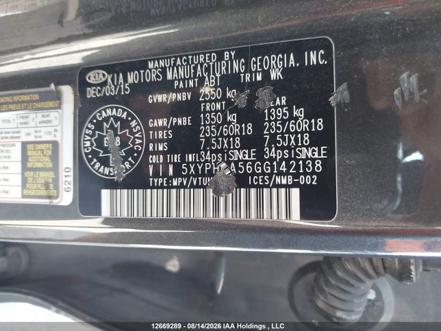 KIA SORENTO EX 2016 5XYPHDA56GG142138 Image 17