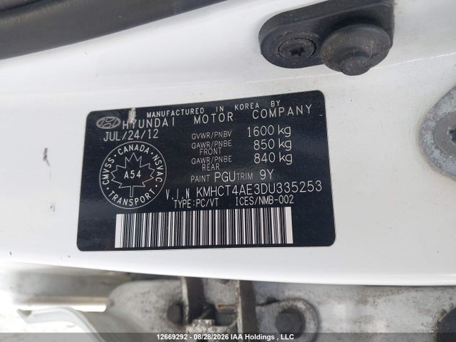 Aukcja sprzedaży 2013 Hyundai Accent Gls/gs, vin: KMHCT4AE3DU335253, numer aukcji: 12669292