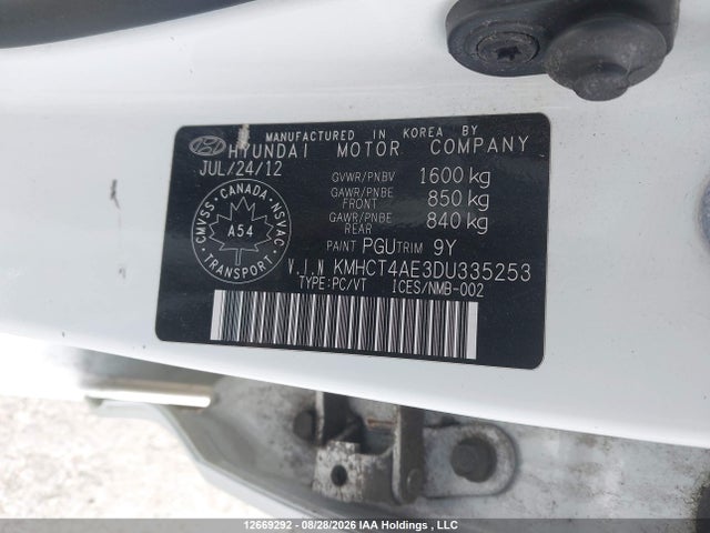 Aukcja sprzedaży 2013 Hyundai Accent Gls/gs, vin: KMHCT4AE3DU335253, numer aukcji: 12669292