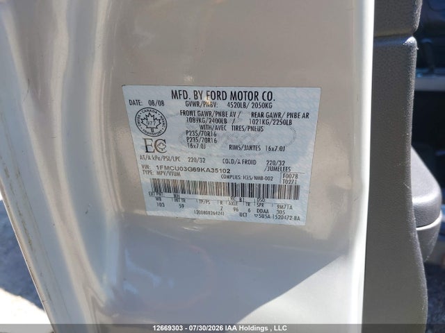Продаж на аукціоні авто 2009 Ford Escape, vin: 1FMCU03G69KA35102, номер лоту: 12669303