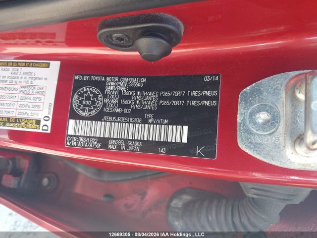 Toyota 4runner Sr5 V6 2014 JTEBU5JR3E5182838 Image 9