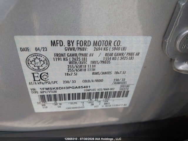 Ford EXPLORER XLT 2023 1FMSK8DH3PGA85401 Image 18