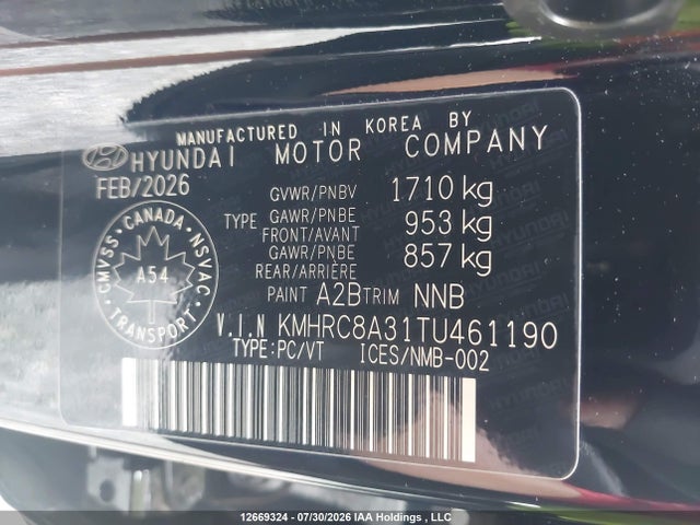 KMHRC8A31TU461190 Hyundai Venue Sel