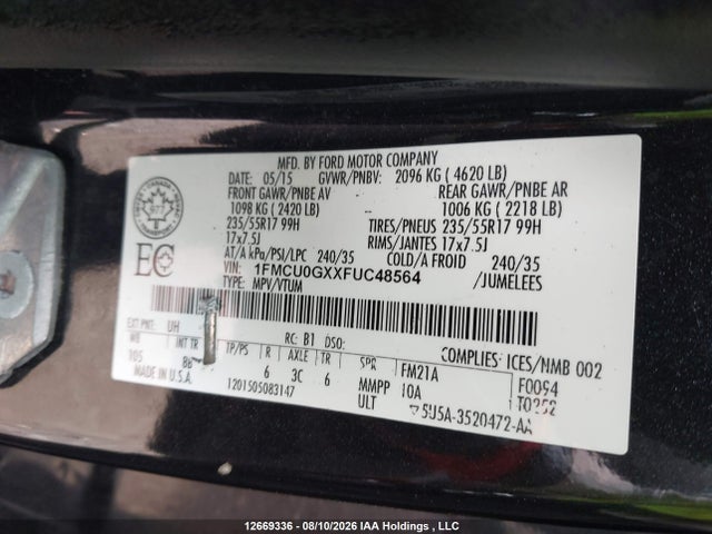1FMCU0GXXFUC48564 Ford ESCAPE SE