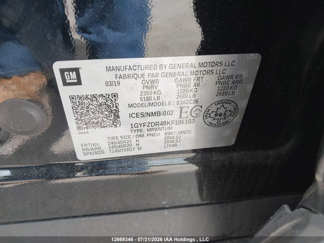 Продаж на аукціоні авто 2019 Cadillac Xt4, vin: 1GYFZDR48KF186183, номер лоту: 12669346