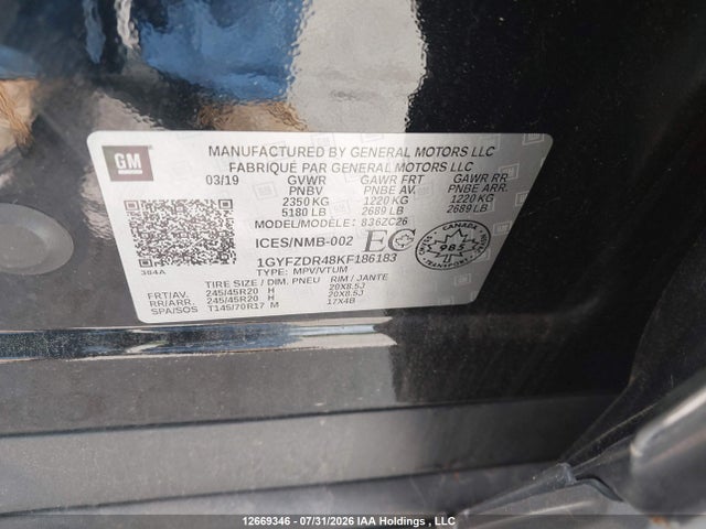Продаж на аукціоні авто 2019 Cadillac Xt4, vin: 1GYFZDR48KF186183, номер лоту: 12669346