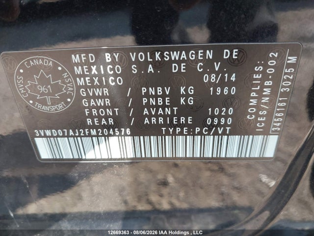 Volkswagen Jetta 2015 3VWD07AJ2FM204576 Image 9