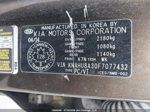 KIA Rondo 2015 KNAHU8A30F7077432 Image 9